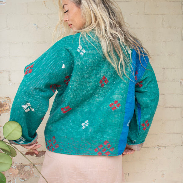 Short Kantha Jacket – Jade