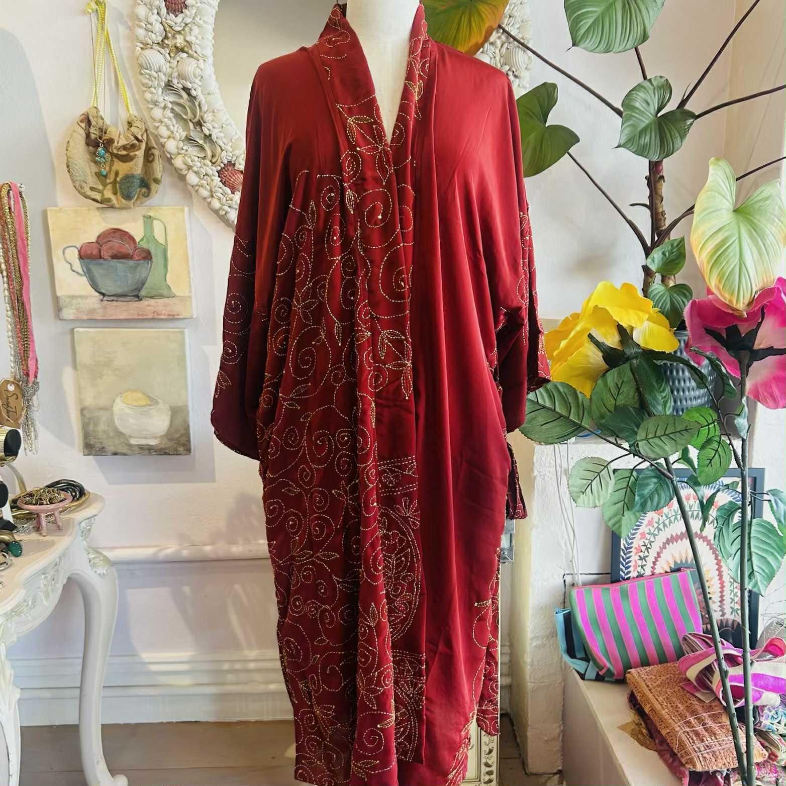 Long Silk Kimono – Scarlet