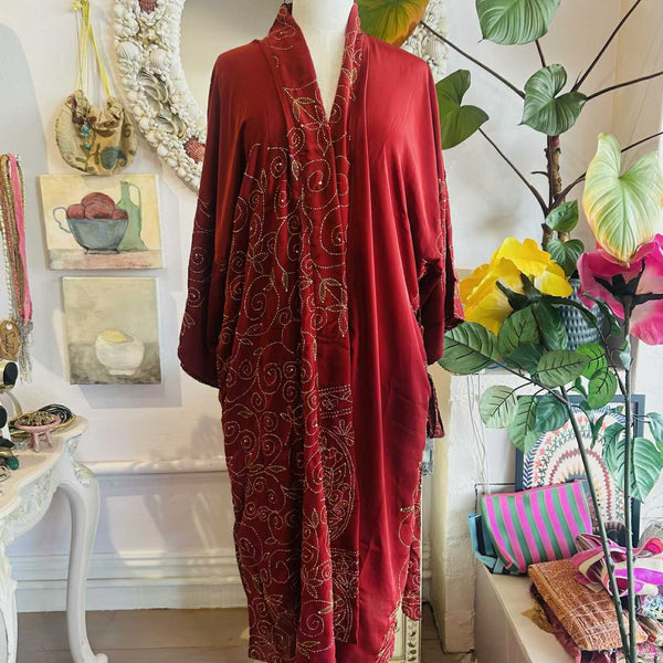Long Silk Kimono – Scarlet