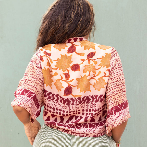 Short Silk Kimono – Leafy
