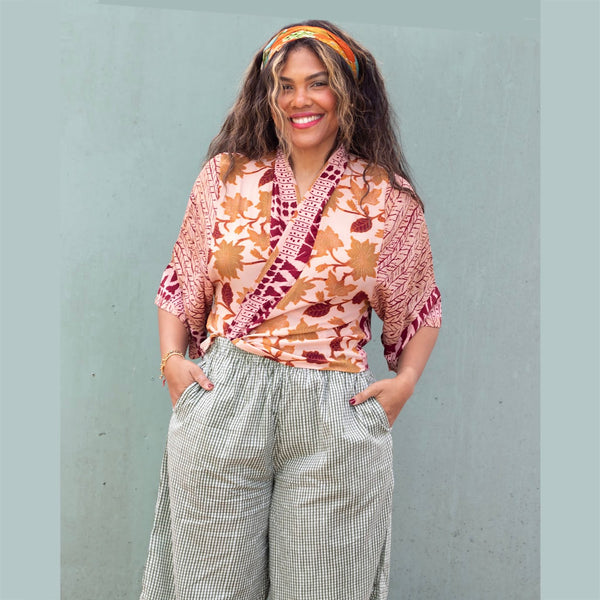 Short Silk Kimono – Leafy