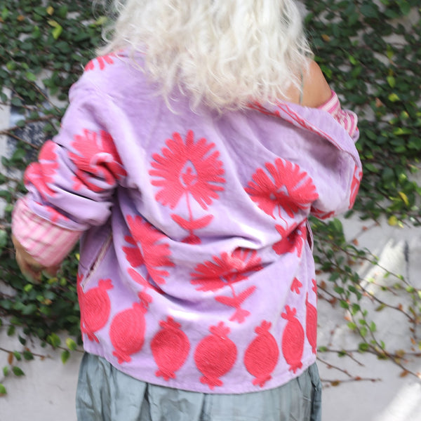 Velvet Embroidered Jacket - Lilac