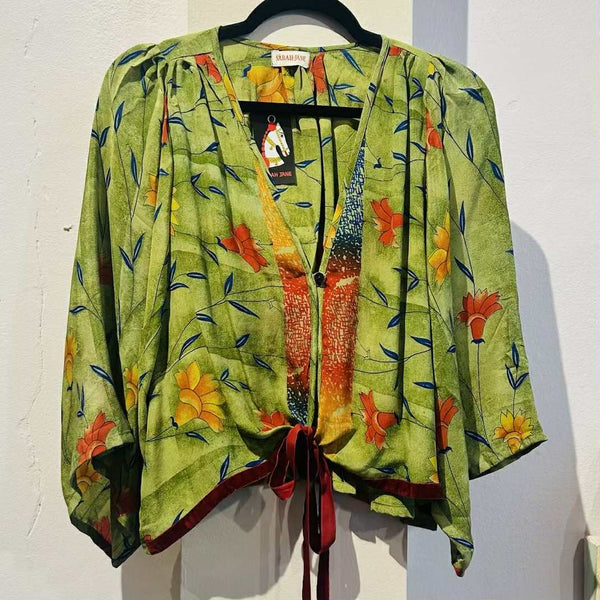 Silk Wrap Top – Lime
