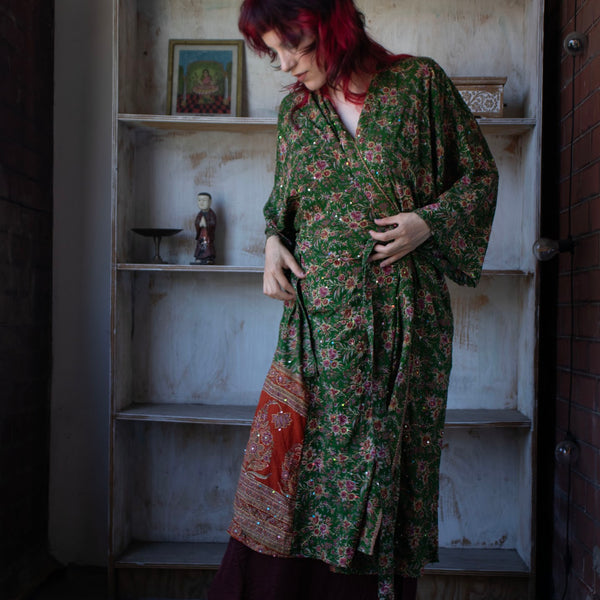 Long Silk Kimono – Emerald
