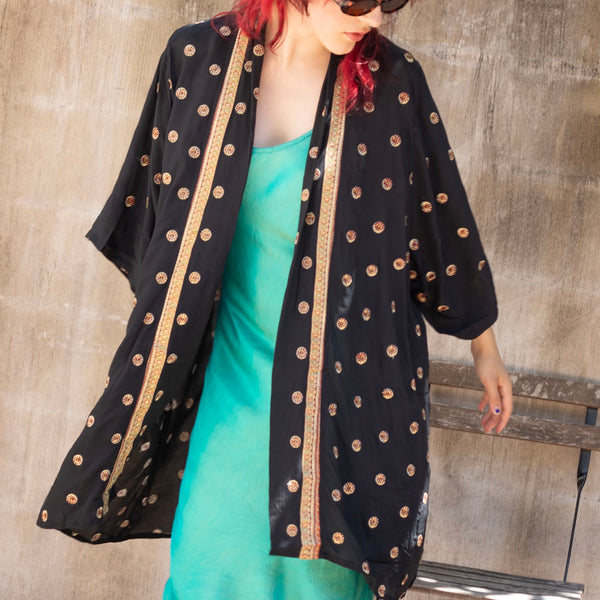 Mid Silk Kimono – Jet