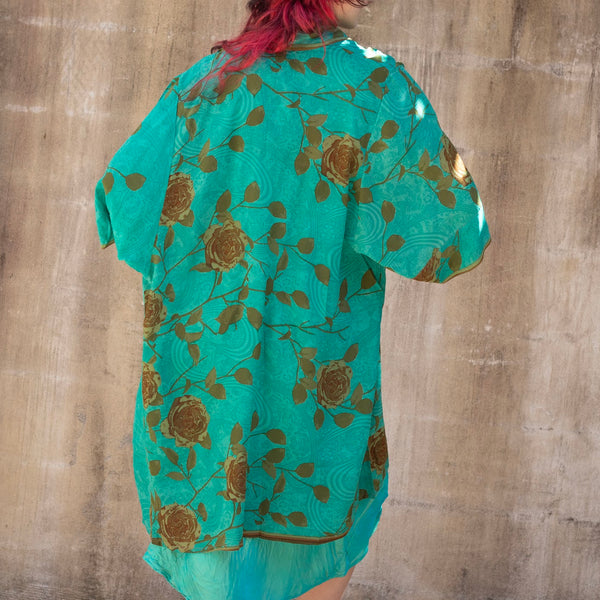 Mid Silk Kimono – Turquoise