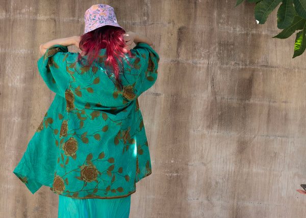Mid Silk Kimono – Turquoise