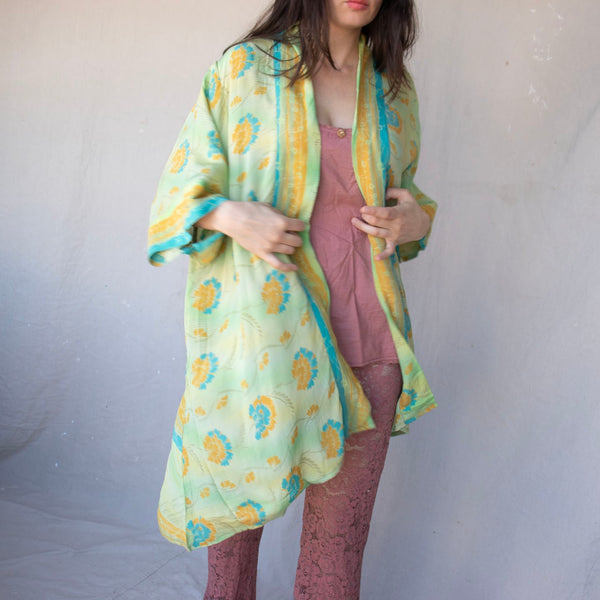 Mid Silk Kimono – Honeydew