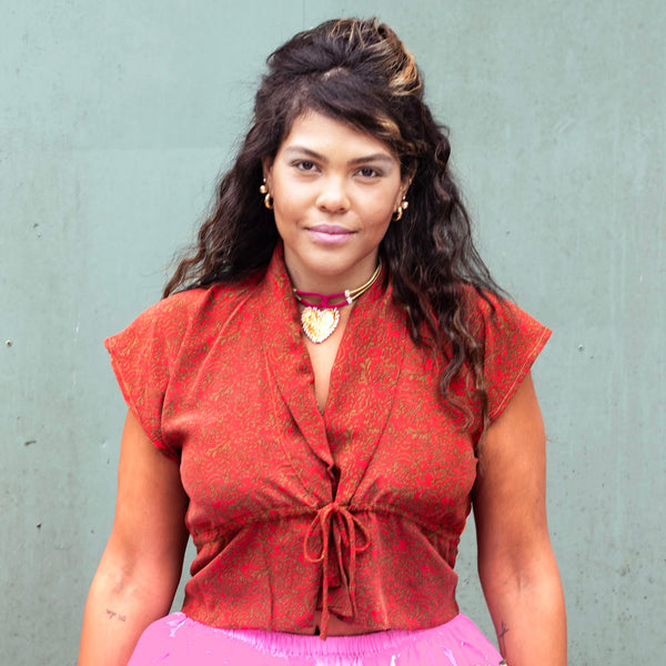 Silk Tie Top – Tangerine