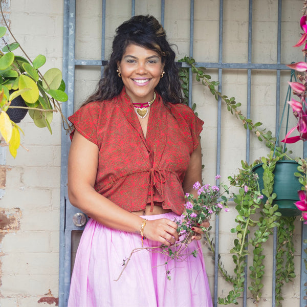 Silk Tie Top – Tangerine