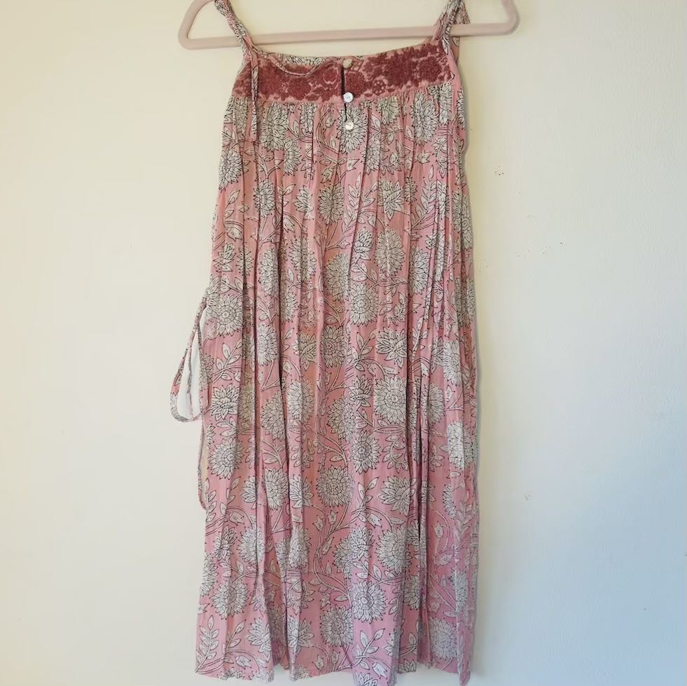 Strappy Cotton Dress – Pink
