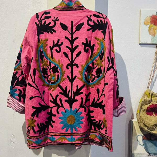 Cotton Embroidered Jacket – Pink