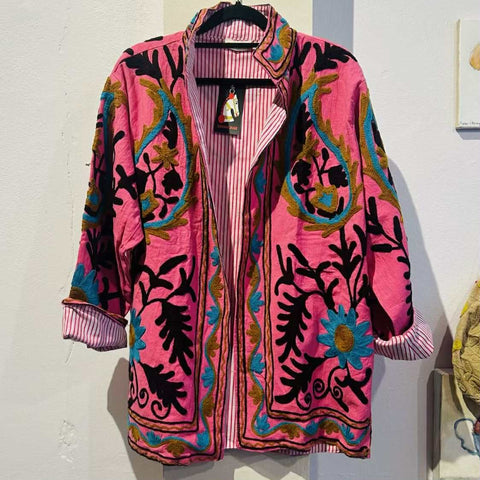 Cotton Embroidered Jacket – Pink