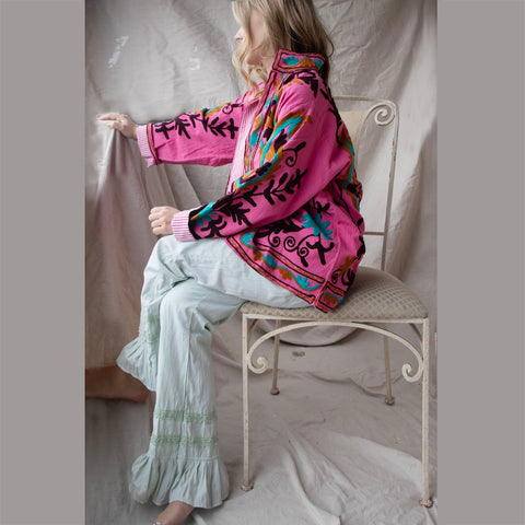 Cotton Embroidered Jacket – Pink