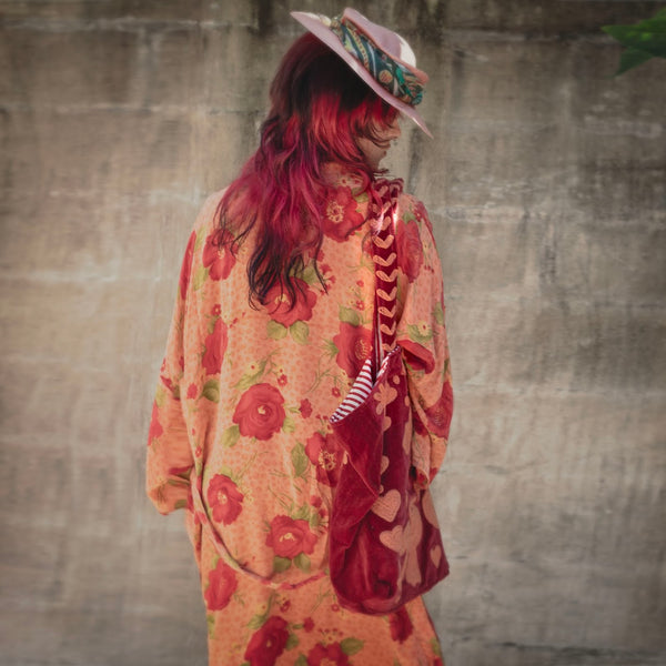 Long Silk Kimono - Poppy