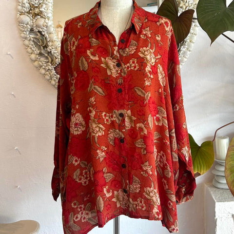 Silk Daisy Shirt – Scarlet