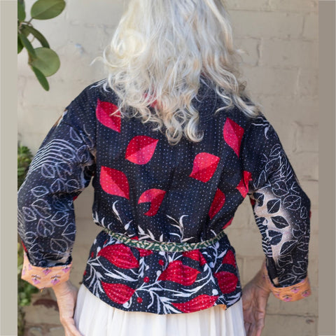 Short Kantha Jacket - Black