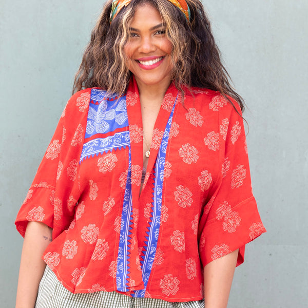 Short Silk Kimono – Red