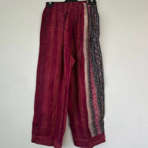 Silk Overstitched Pants – Ruby (S)