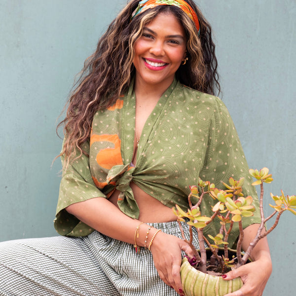 Short Silk Kimono – Sage