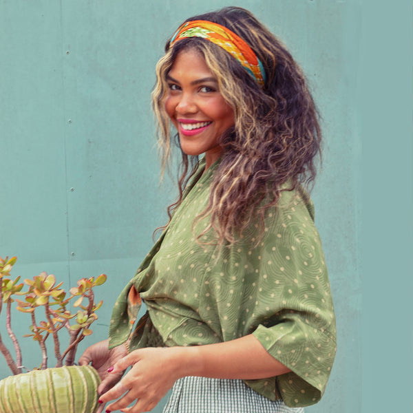 Short Silk Kimono – Sage