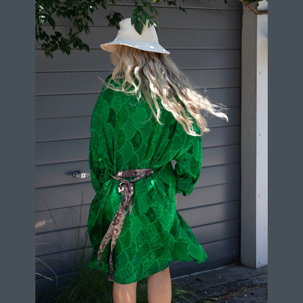 Silk Shirt Dress – Emerald