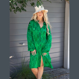 Silk Shirt Dress – Emerald