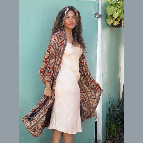 Long Silk Kimono – Redwood