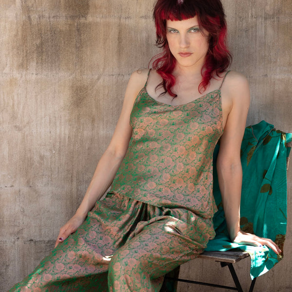 Embossed Silk Cami - Jade (S)