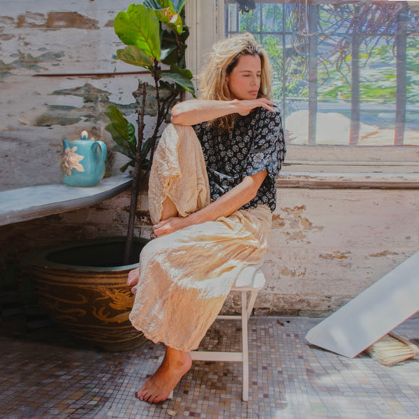 Embossed Silk Pants – Shell