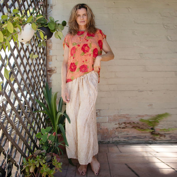 Embossed Silk Pants – Shell