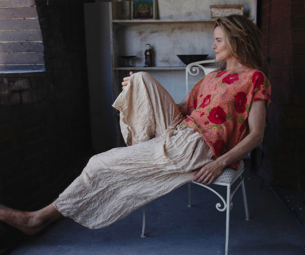 Embossed Silk Pants – Shell