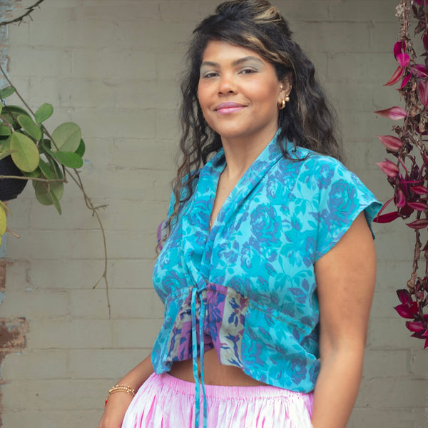 Silk Tie Top – Sky