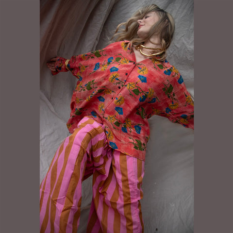 Striped Cotton Pants – Pink (L/XL)