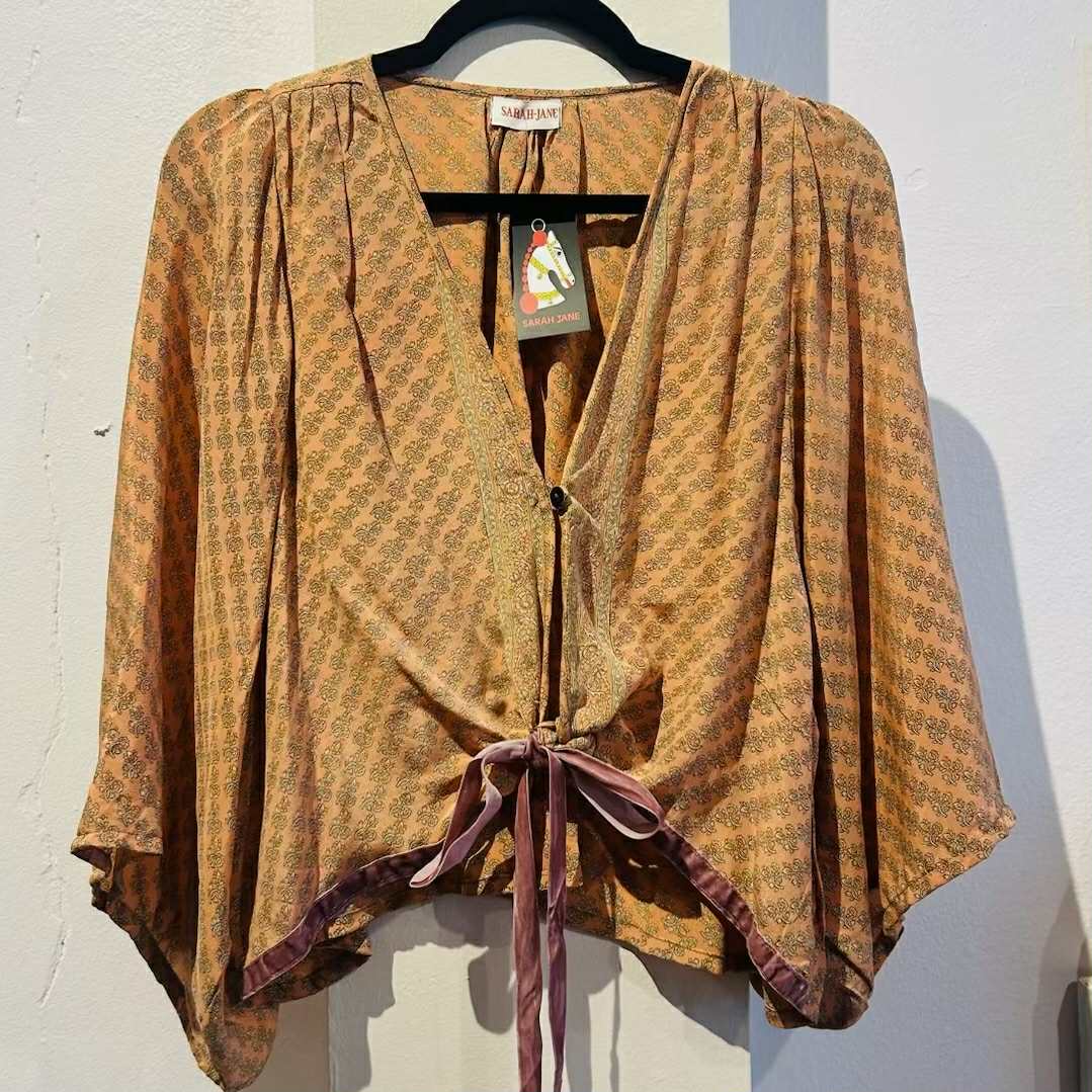 Silk Wrap Top – Terracotta