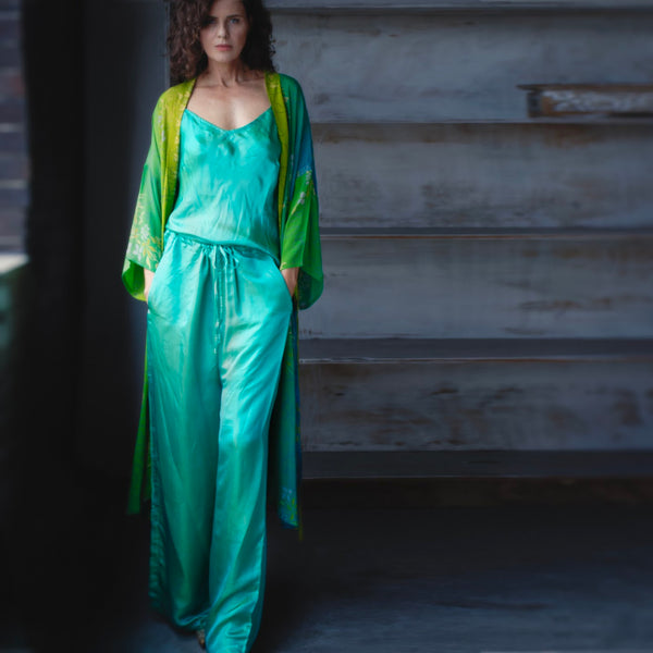 Silk Pants – Turquoise (M)