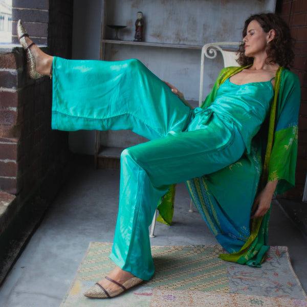 Silk Pants – Turquoise (M)