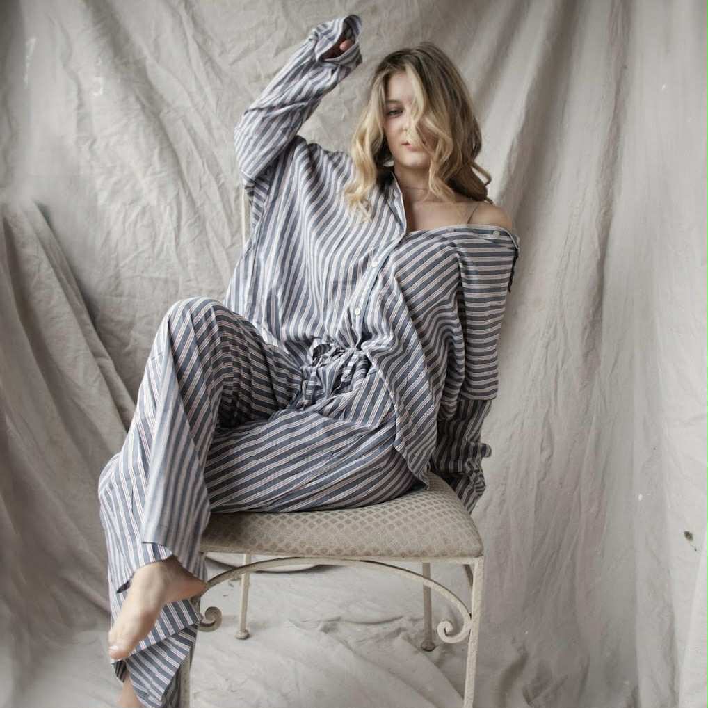 Striped Cotton Pants – Dove (S/M)