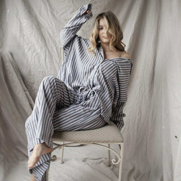 Striped Cotton Pants – Dove (S/M)