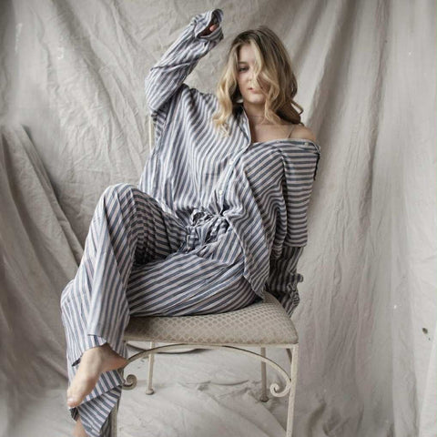 Striped Cotton Pants – Dove (S/M)