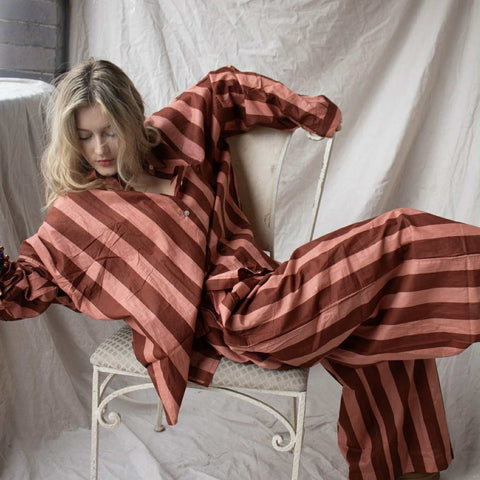 Striped Cotton Pants – Chocolate (S/M)