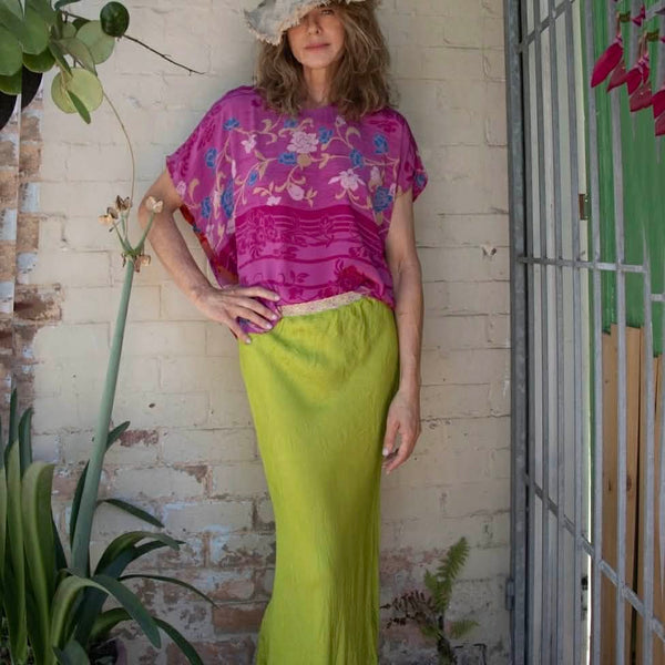 Silk Skirt – Chartreuse (M)