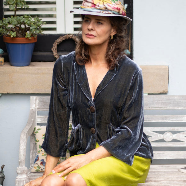 Silk Velvet Jacket - Charcoal (M)