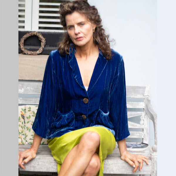 Silk Velvet Jacket - Cobalt (M)