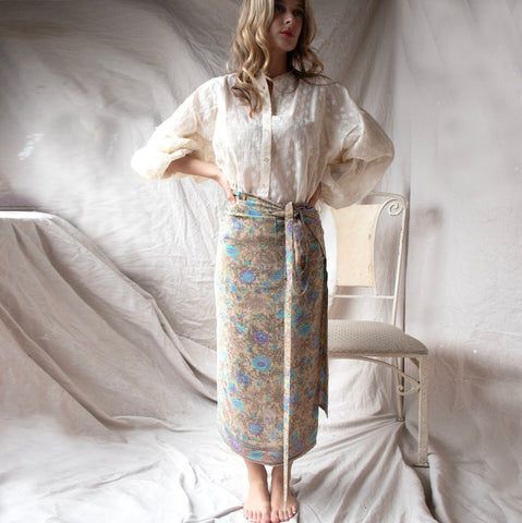 Silk Wrap Skirt – Cornflower
