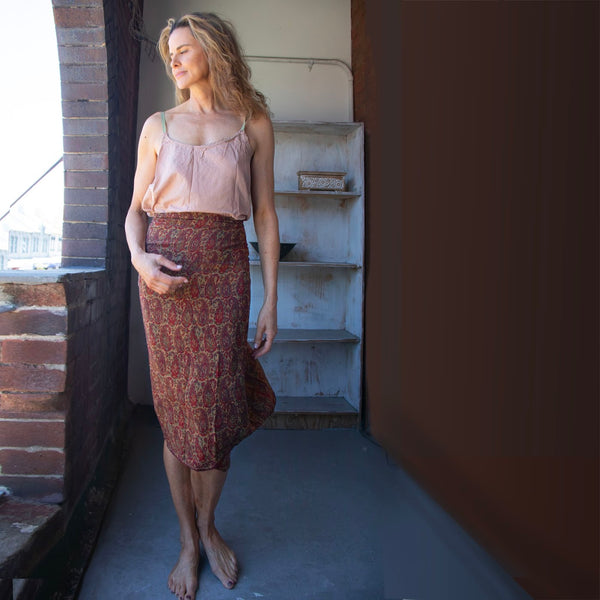 Silk Wrap Skirt – Desert