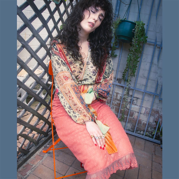 Long Silk Wrap Top - Rio