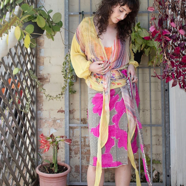 Silk Wrap Skirt – Pink