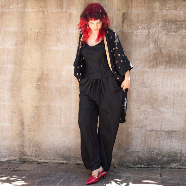 Mid Silk Kimono – Jet