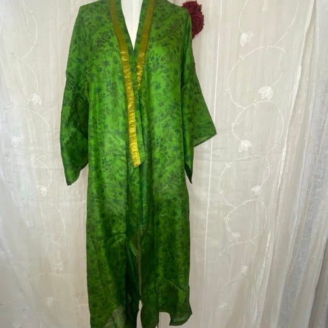 Silk Full-length Kimono – Lime